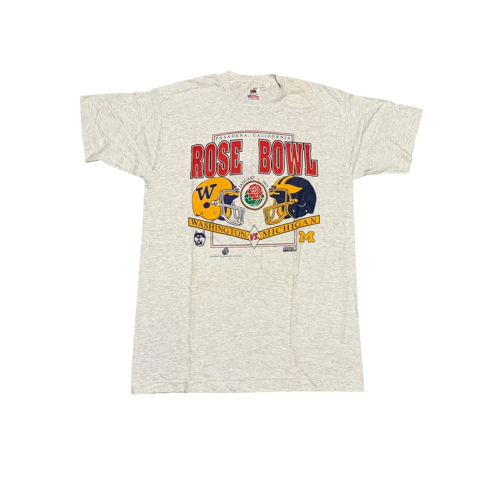 Vintage 1993 Rose Bowl T Shirt Washington vs Michigan Fruit of the Loom Large